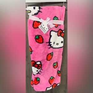 New Hello Kitty Pink Strawberry 50" x 70" Faux Rabbit Fur Throw Blanket With Tag